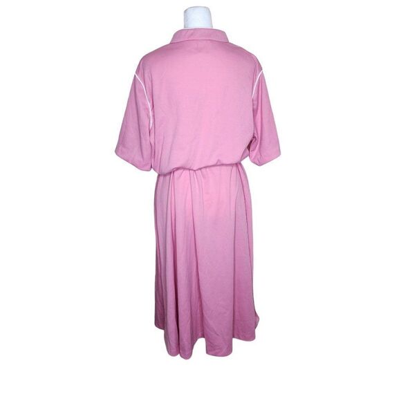 Vintage 1970s Shirt Dress Womens Size L Pink Polyester Waitress - Picture 2 of 4